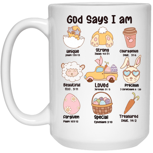 God Says I Am White 15 oz Mug