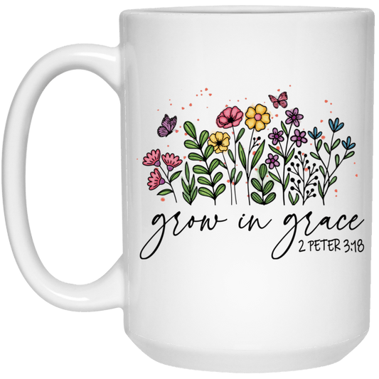 Grow in Grace White 15 oz Mug