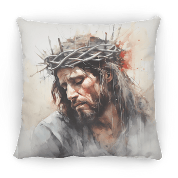 Jesus with Thorn Crown Medium Square Pillow