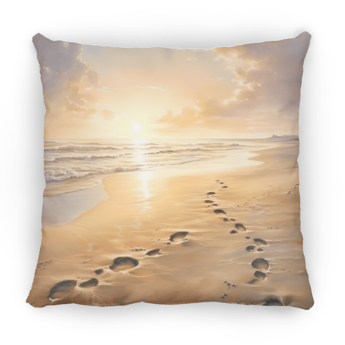 Footprints in the Sand....Medium Square Pillow