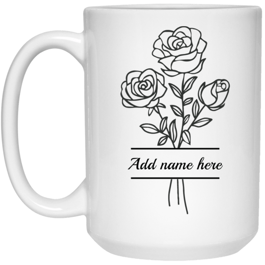 15oz Personalized Rose White Mug