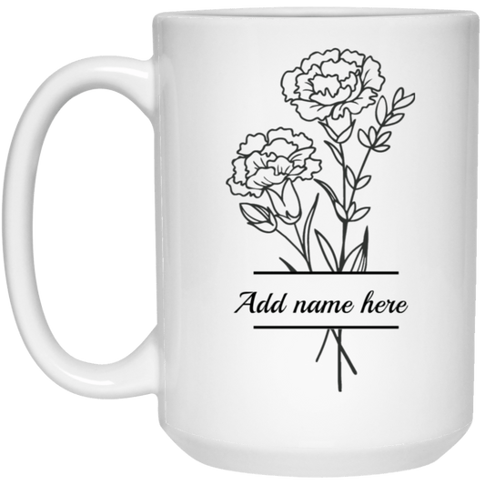 15oz Personalized Carnation White Mug