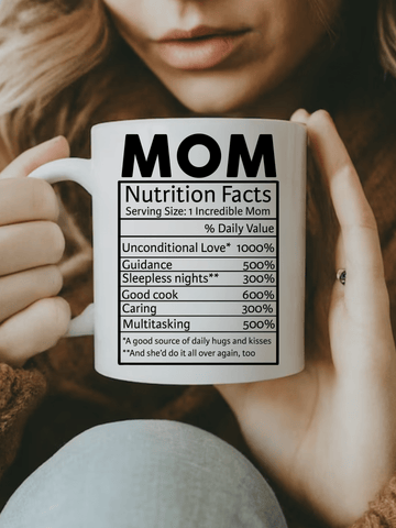 Mom Nutrition Facts White 15oz Mug