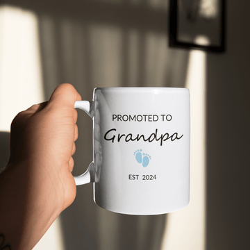 Promoted to Grandpa (blue) White 15oz Mug