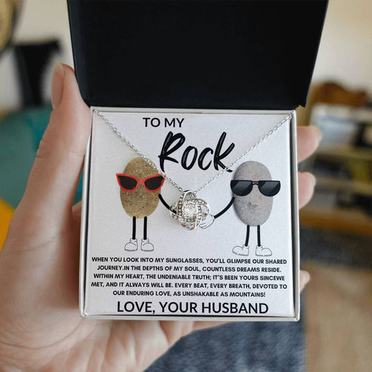 To My Rock Love Your Husband- Love Knot Necklace