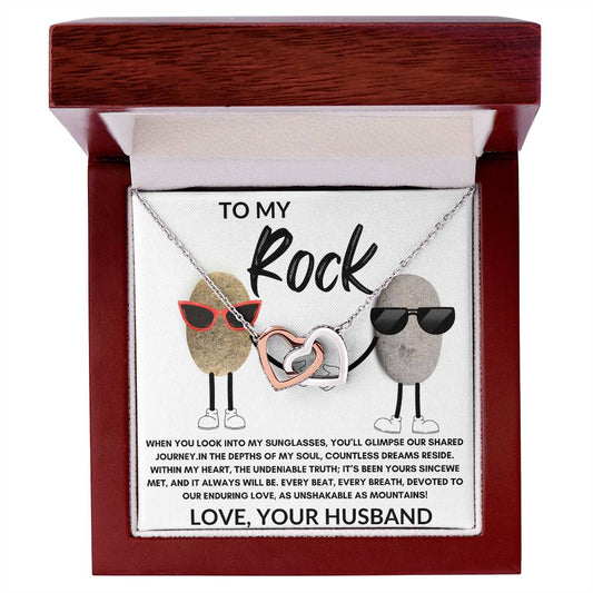 To My Rock Love Your Husband - Interlocking Hearts Necklace
