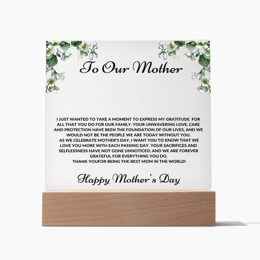 To Our Mother - Square Acrylic Plaque