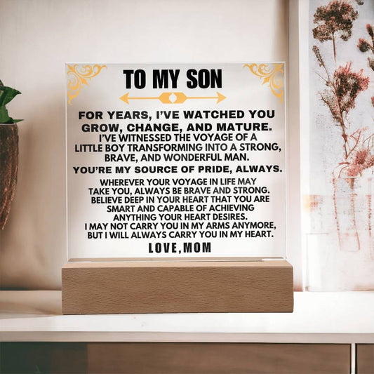To My Son Love Mom - Square Acrylic Plaque