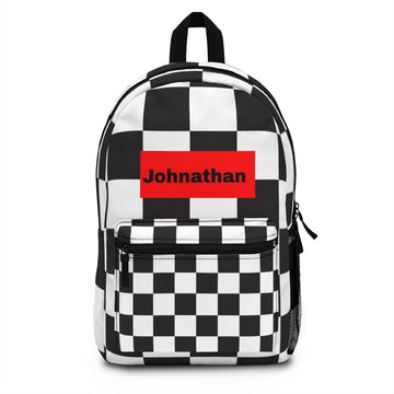 Personalized Black & White Checkered Backpack