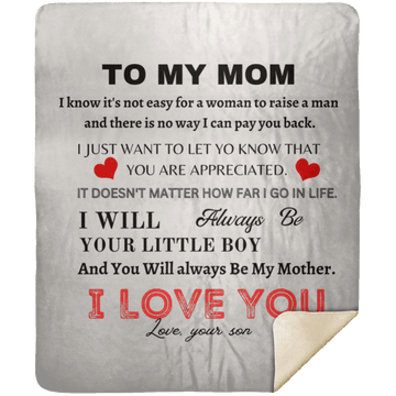 To My Mom Mink Sherpa Blanket 50x60