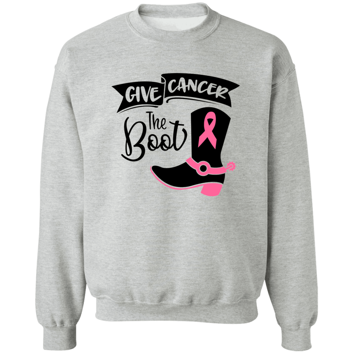 Give Cancer the Boot Unisex Crewneck Pullover Sweatshirt