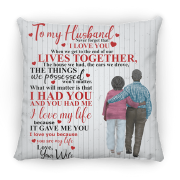 To My Husband Large Square Pillow