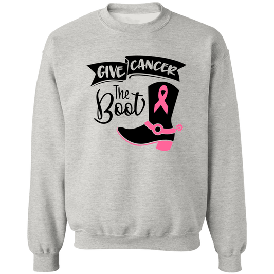 Give Cancer the Boot Unisex Crewneck Pullover Sweatshirt