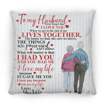 To My Husband Large Square Pillow