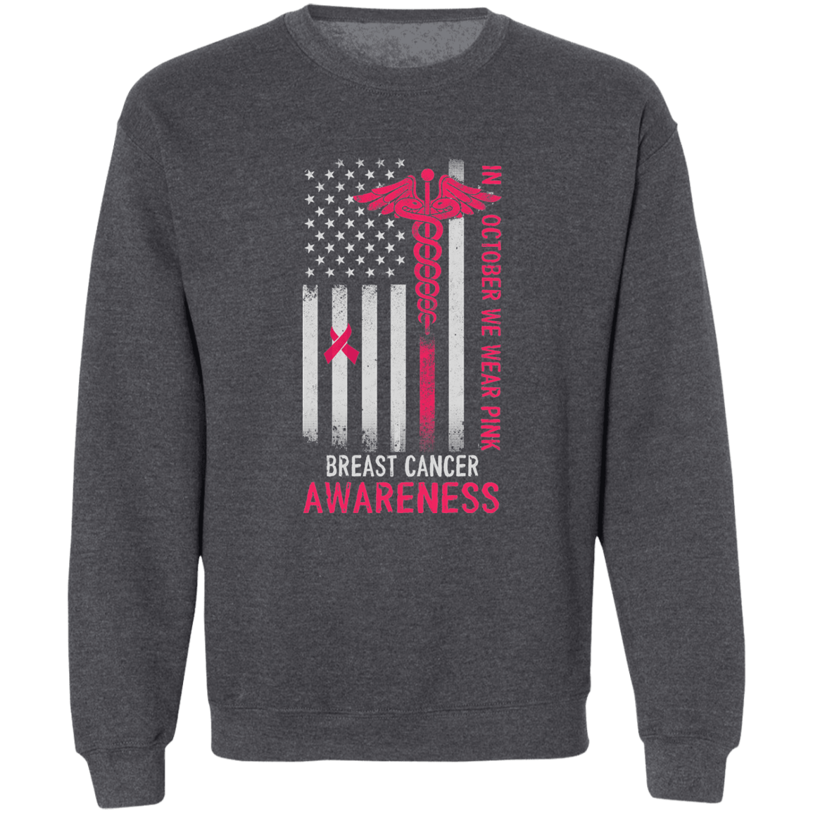 Breast Cancer Flag Unisex  Crewneck Pullover Sweatshirt