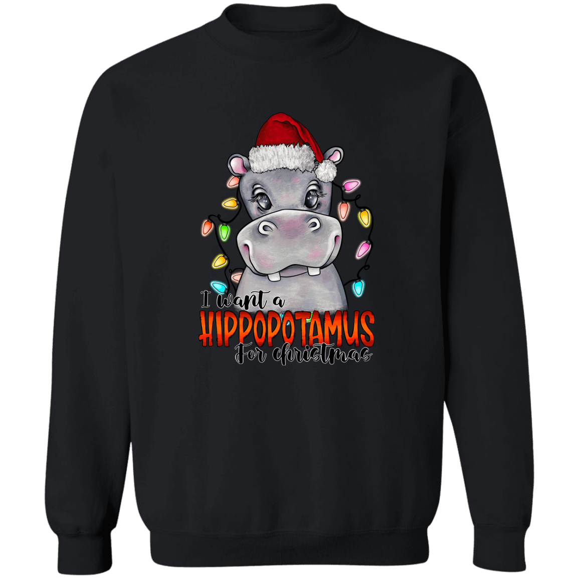 Hippo for Christmas Crewneck Pullover Sweatshirt