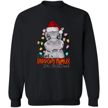 Hippo for Christmas Crewneck Pullover Sweatshirt