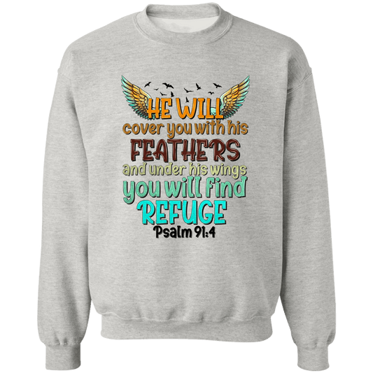 He will cover you Unisex Crewneck Pullover Sweatshirt