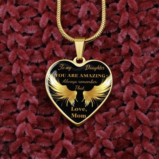 To My Daughter Love Mom - Heart Necklace