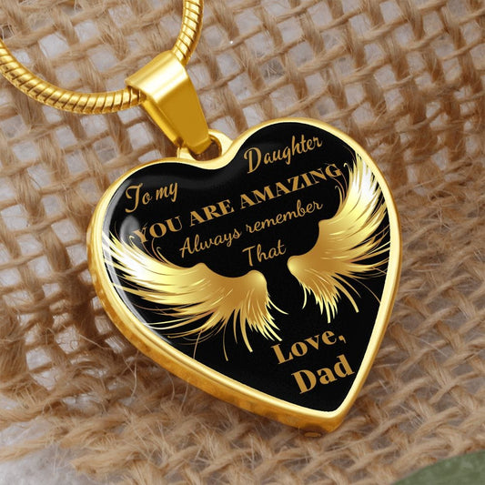 To My Daughter Love Dad - Heart Necklace