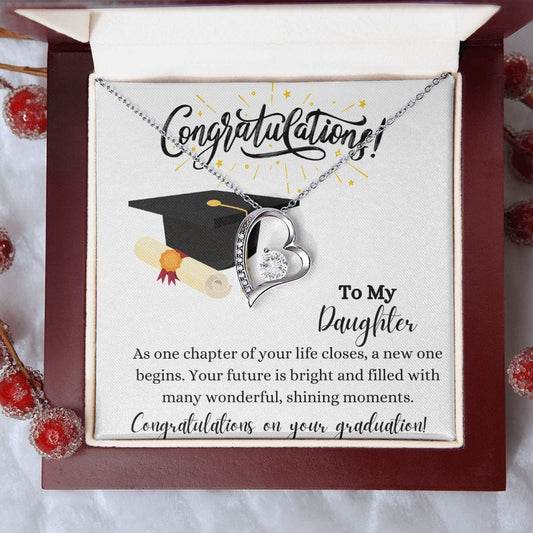 To My Daughter congratulations on your graduation - Forever Love Necklace