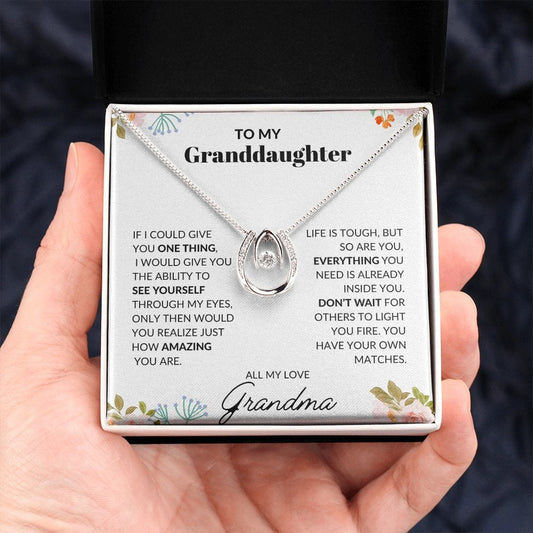 To My Granddaughter Love Grandma- Lucky in Love Necklace