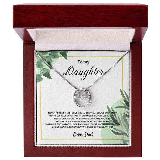 To My Daughter Lucky in Love Necklace - Love Dad