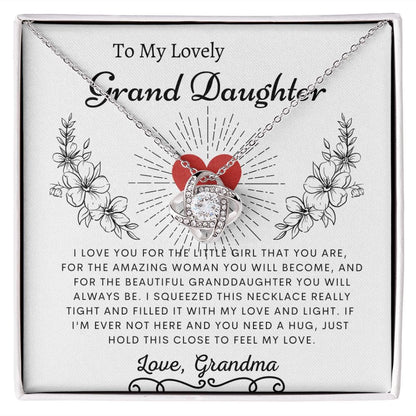To My Lovely Grand Daughter Love Grandma- Love Knot Necklace