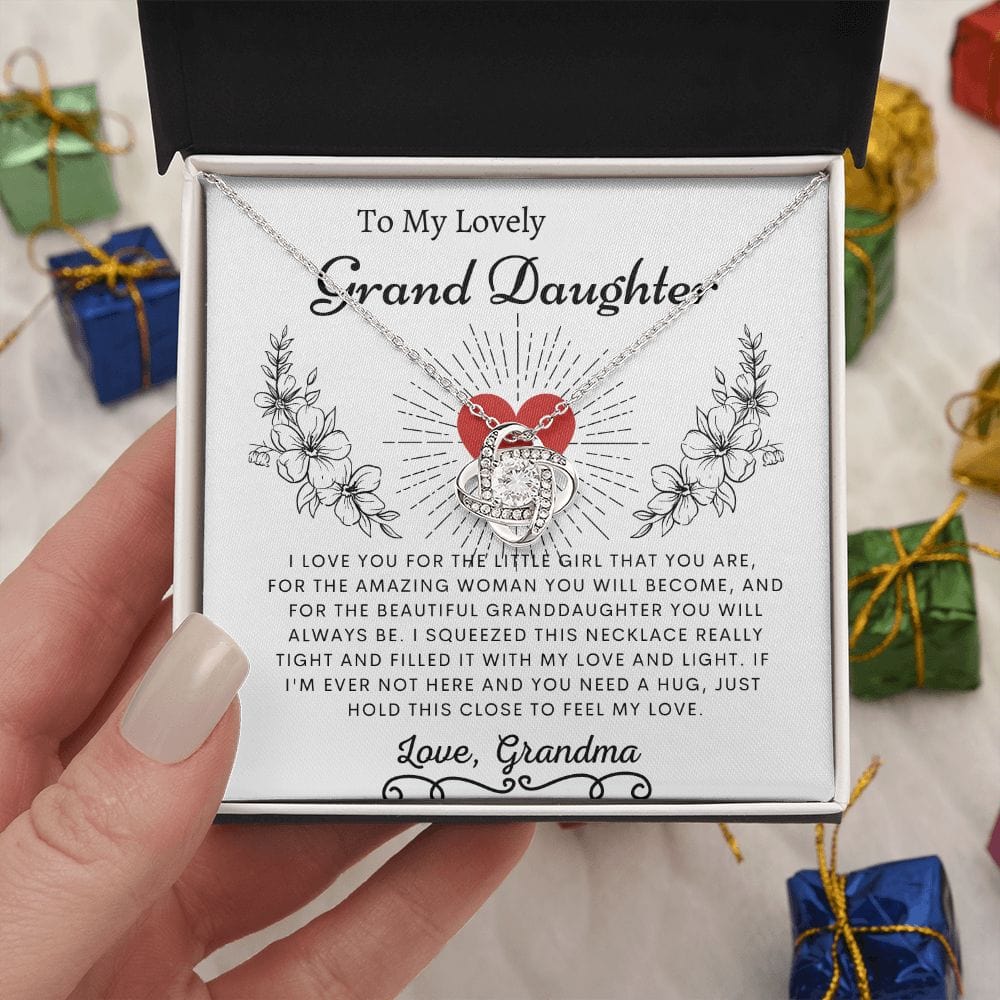 To My Lovely Grand Daughter Love Grandma- Love Knot Necklace