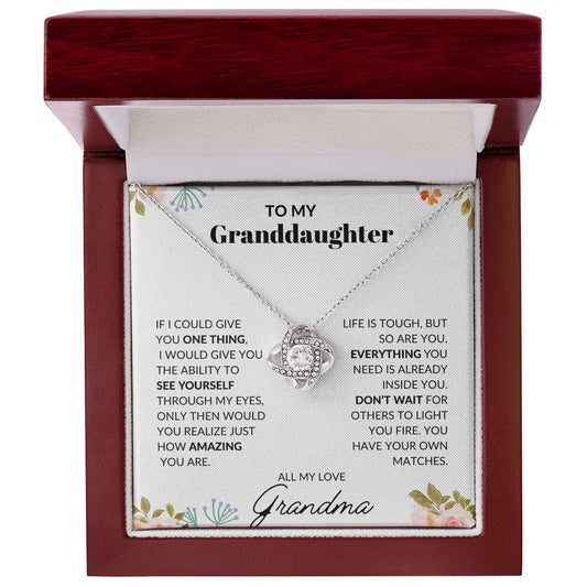 To My Granddaughter Love Grandma - Love Knot Necklace