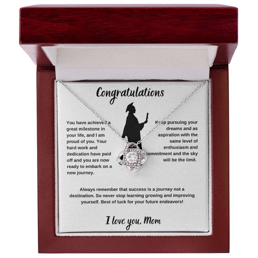 Congratulations on your graduation! - Love Mom Knot Necklace