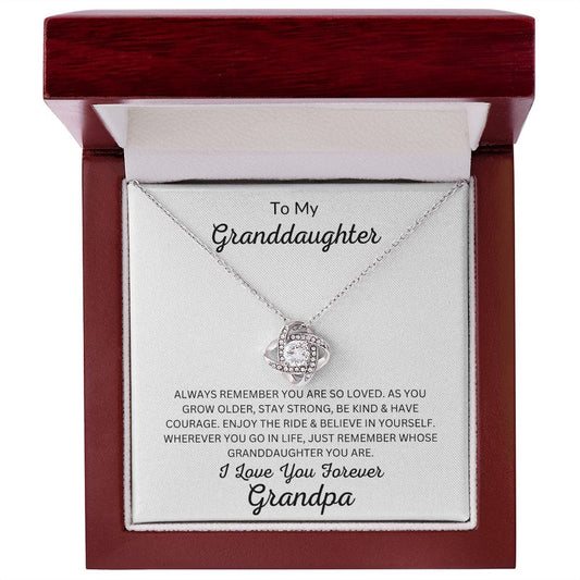 To My Granddaughter Love Grandpa -Love Knot Necklace