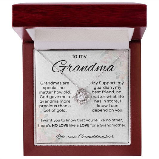 To My Grandma Love your Granddaughter- Love Knot necklace