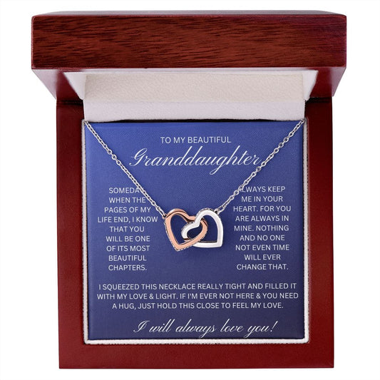To MY Beautiful Granddaughter- Interlocking Hearts Necklace