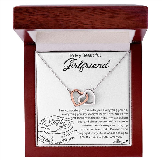 To My Beautiful Girlfriend - Interlocking Hearts Necklace