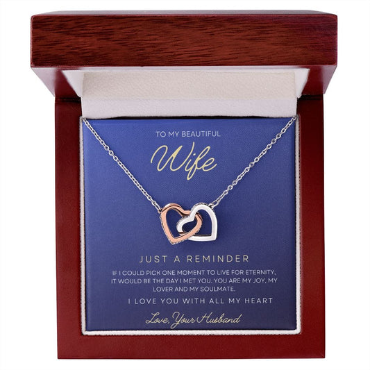 To My Beautiful Wife - Interlocking Hearts Necklace