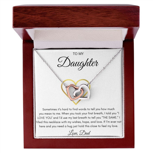To My Daughter Love Dad -Interlocking Hearts Necklace