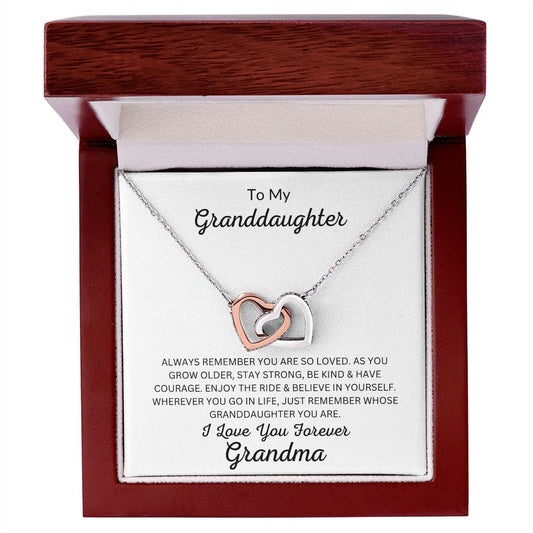 To My Granddaughter Love Grandma - Interlocking Hearts Necklace