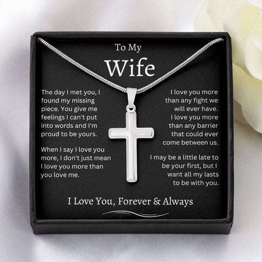 To My Wife Stainless Cross Necklace