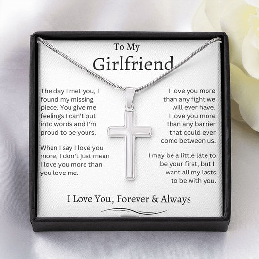 To My Girlfriend Stainless Cross Necklace