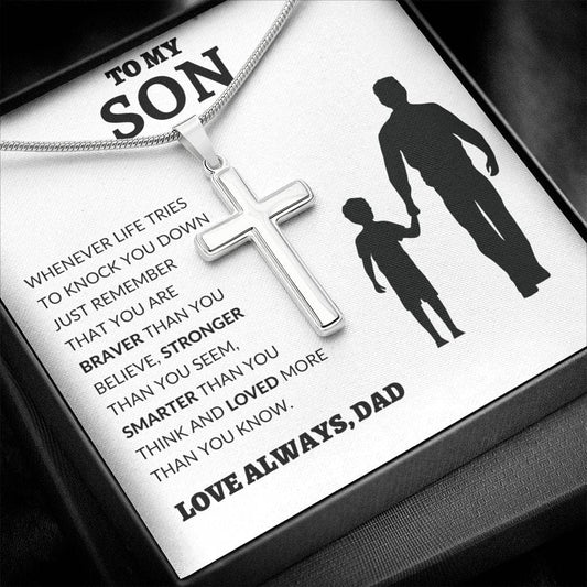 To My Son Love Dad - Stainless Cross Necklace